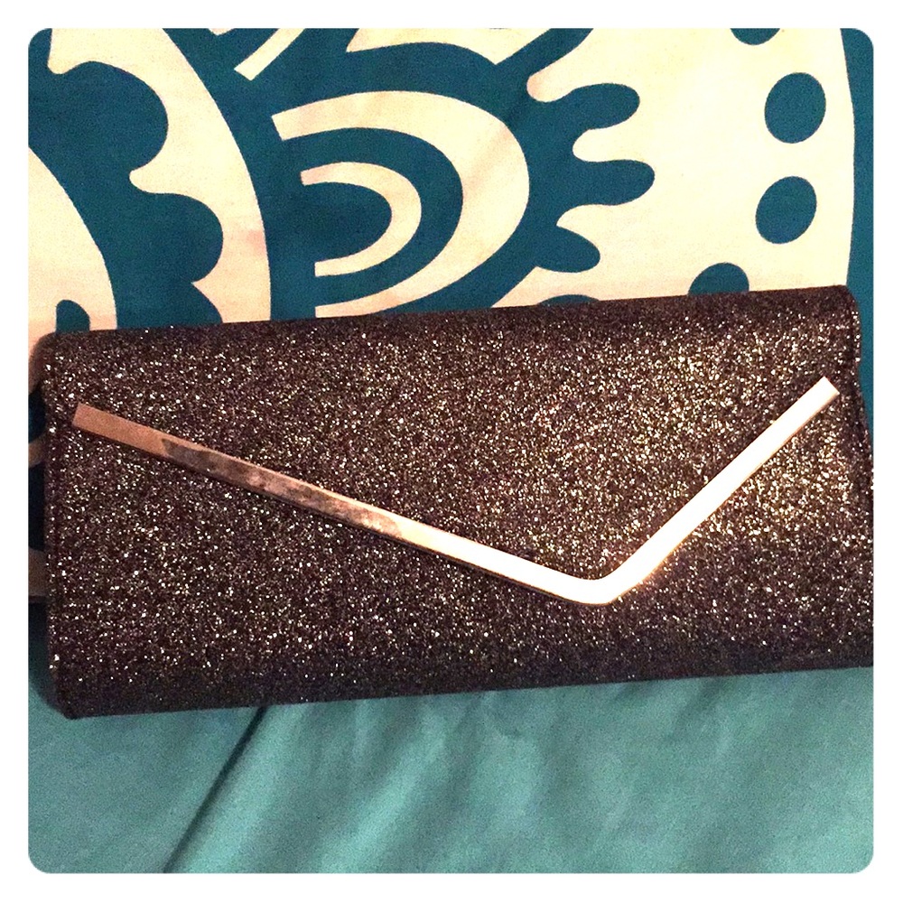 Black glitter clutch purse